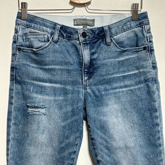 Wit & Wisdom Jeans Women's Sz 6 Ab Solution Distressed & Faded Ankle Blue - Picture 4 of 10
